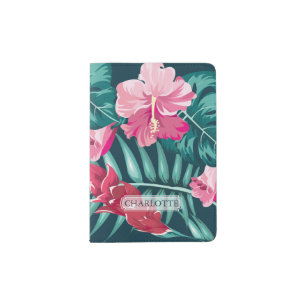 Exotic Summer Flowers Monogram design Passport Holder