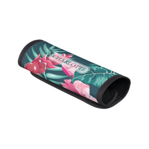 Exotic Summer Flowers Monogram Luggage Handle Wrap