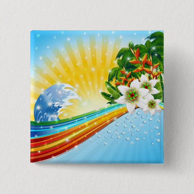 Exotic Summer Holidays Pinback Button (Front)