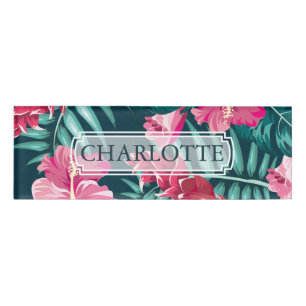 Exotic Summer Monogram Floral Name Tag