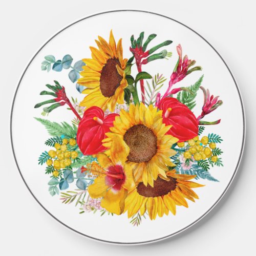 Exotic Summer Tropical Wildflowers Wireless Charger