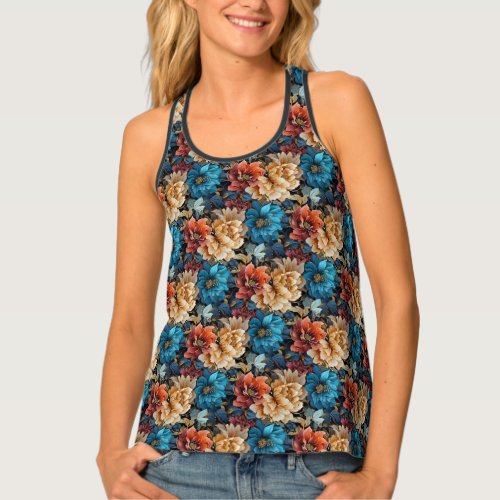 Exotic surreal flowers tank top