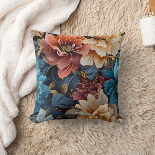 Exotic surreal flowers throw pillow