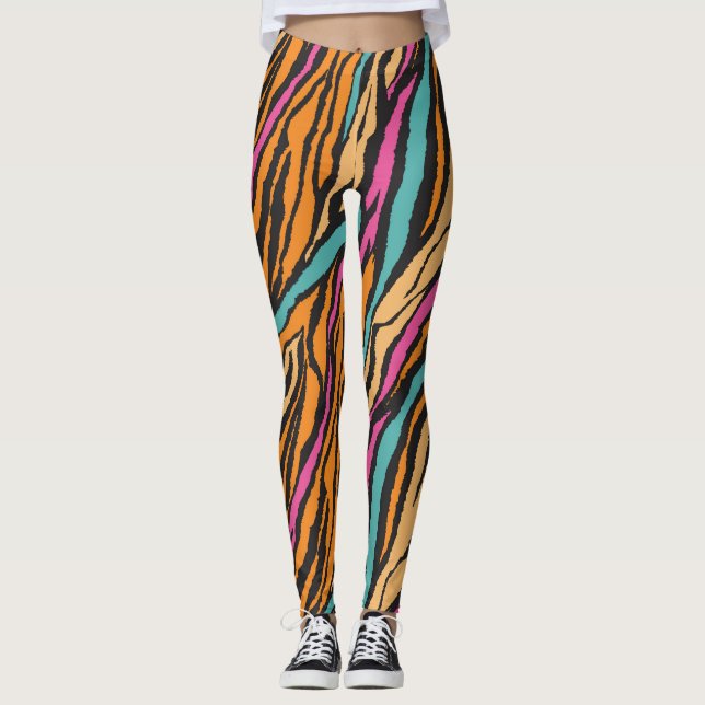 Exotic Tiger Fur Pattern Leggings (Front)