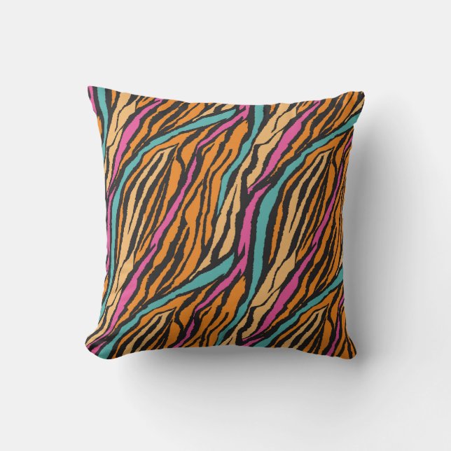 Exotic Tiger Fur Pattern Throw Pillow (Front)