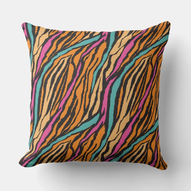 Exotic Tiger Fur Pattern Throw Pillow (Front)