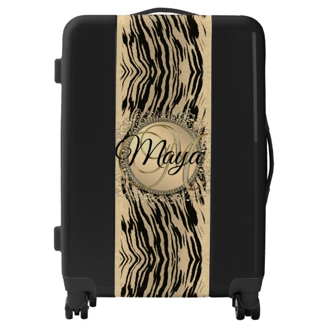 Exotic Tiger Print Monogram Luggage (Front)