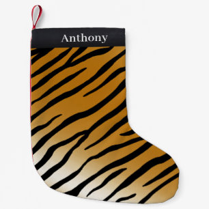 Exotic Tiger Stripes Personalized Animal Print Small Christmas Stocking