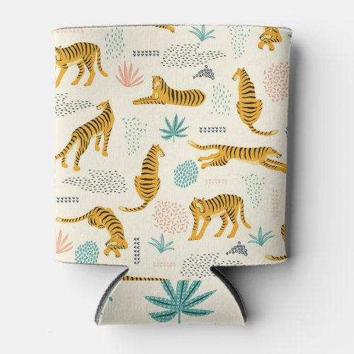 Exotic tigers abstract vintage elements can cooler