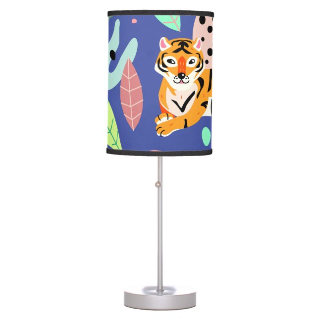 Exotic Tigers: Trendy Geometric Pattern. Table Lamp (Front)