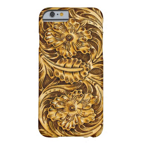 Exotic Tooled Leather Look  mustard yellow Barely There iPhone 6 Case