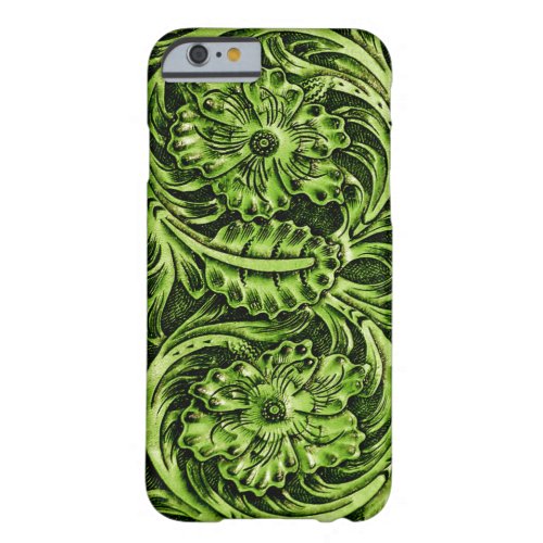 Exotic Tooled Leather Look  olive green Barely There iPhone 6 Case