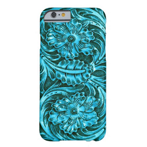 Exotic Tooled Leather Look  turquoise Barely There iPhone 6 Case