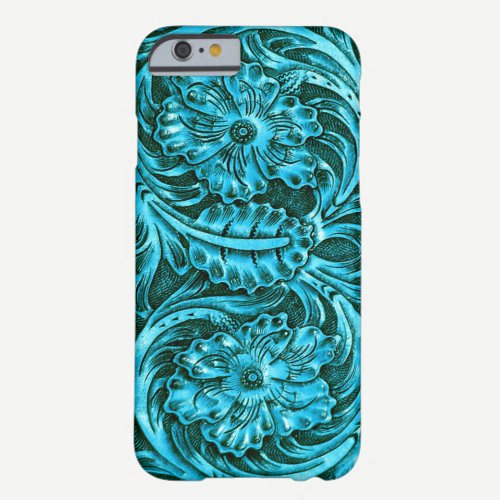 Exotic Tooled Leather Look | turquoise Barely There iPhone 6 Case