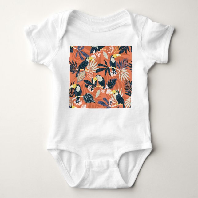 Exotic Toucan Jungle Scene Baby Bodysuit (Front)