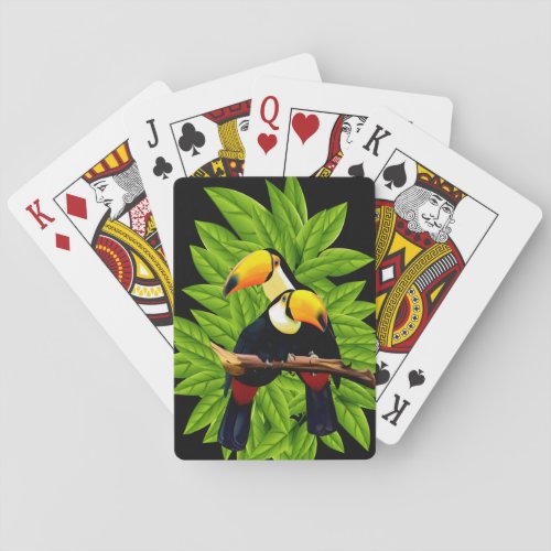 Exotic Toucans on Black Playing Cards