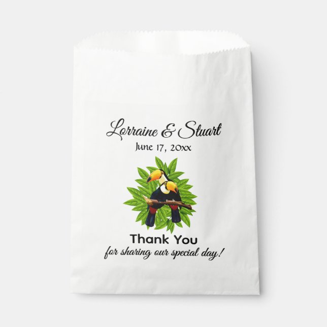Exotic Toucans Wedding Thank You Favor Bag (Front)