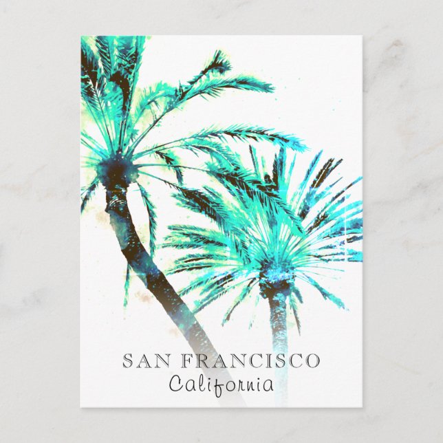 *~* Exotic Travel AP25 Abstract Palm Tree Art Postcard (Front)