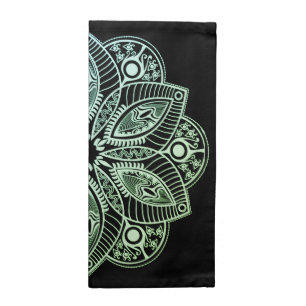 Exotic Tribal Green Gradient Mandala Cloth Napkin