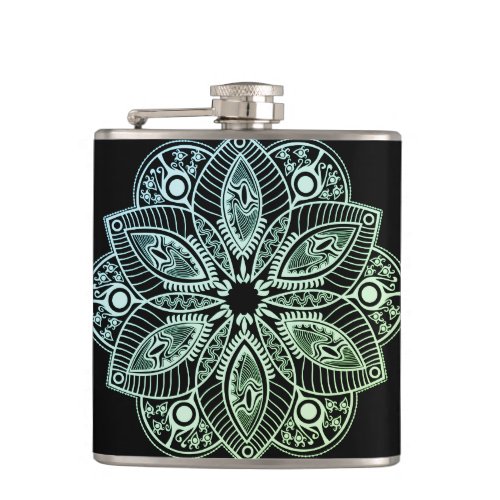 Exotic Tribal Green Gradient Mandala Flask