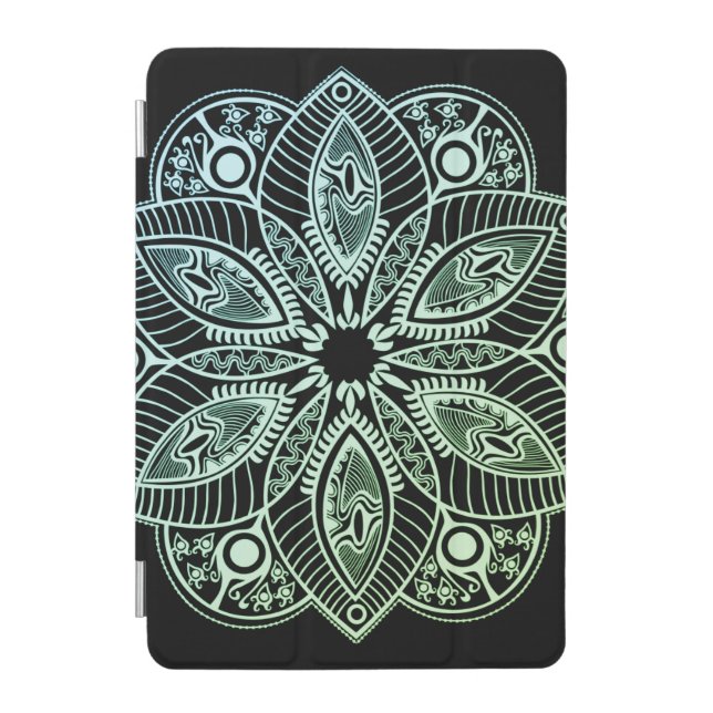 Exotic Tribal Green Gradient Mandala iPad Mini Cover (Front)