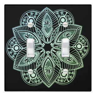 Exotic Tribal Green Gradient Mandala Light Switch Cover