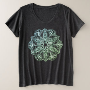 Exotic Tribal Green Gradient Mandala Plus Size T-Shirt