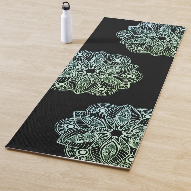 Exotic Tribal Green Gradient Mandala Yoga Mat (In Situ)