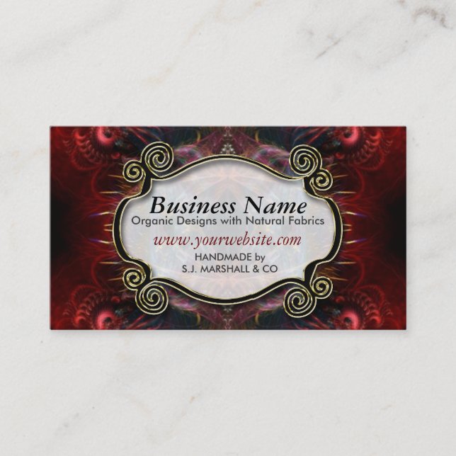 Exotic Tribal Red Artistry Business Cards (Front)