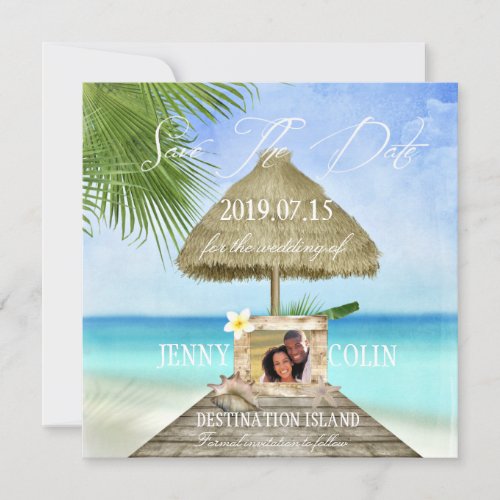 Exotic Tropical Beach Custom Photo Save The Date