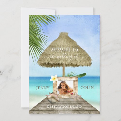 Exotic Tropical Beach Custom Photo Wedding Invites