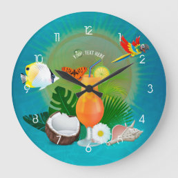 Exotic Tropical Beach Large Clock