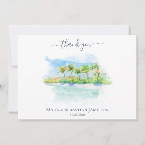  Exotic Tropical Beach Painting AR7 Wedding Thank You Card