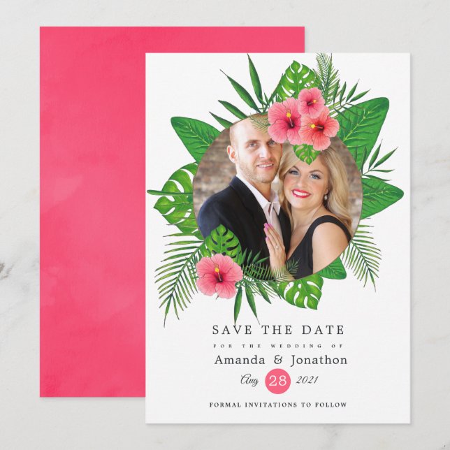 Exotic Tropical Beach Photo Wedding Save The Date (Front/Back)