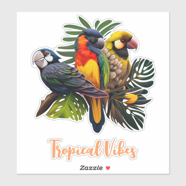 Exotic Tropical Colorful Cutomizable Birds Sticker (Sheet)