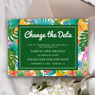 Exotic Tropical Colorful Garden Change the Date Announcement