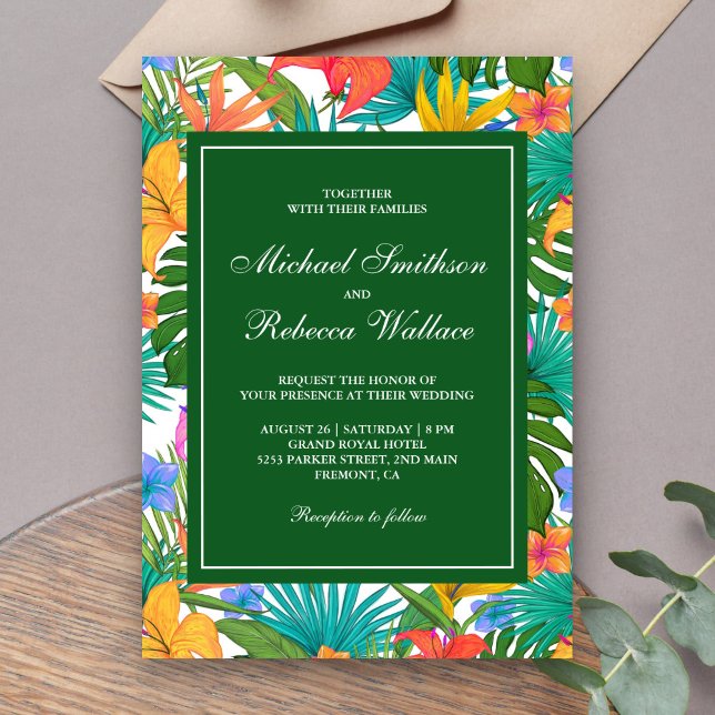 Exotic Tropical Colorful Garden Wedding Invitation (Creator Uploaded)