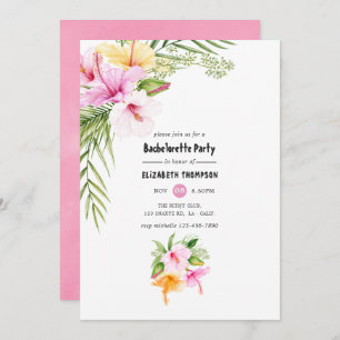 Exotic Tropical Floral Beach Bachelorette Party Invitation