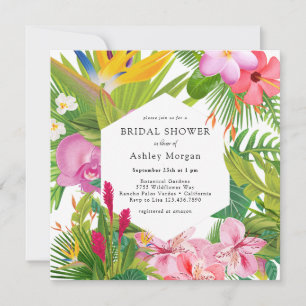 Exotic Tropical Floral Garden Bridal Shower Invitation