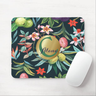 Exotic Tropical Floral Paradise Monogram Mouse Pad