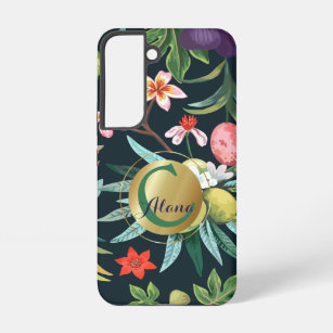 Exotic Tropical Floral Paradise Monogram Samsung Galaxy S22 Case