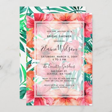 Exotic Tropical Floral Wedding Bridal Shower Invitation