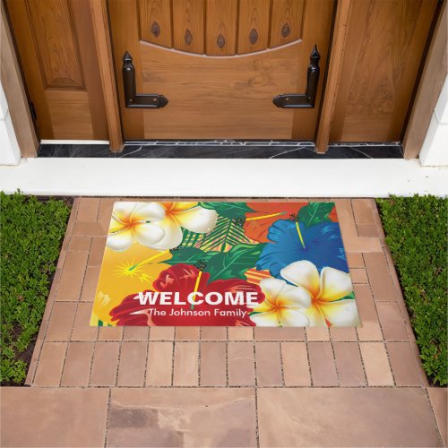 Exotic Tropical Flower Design Doormat