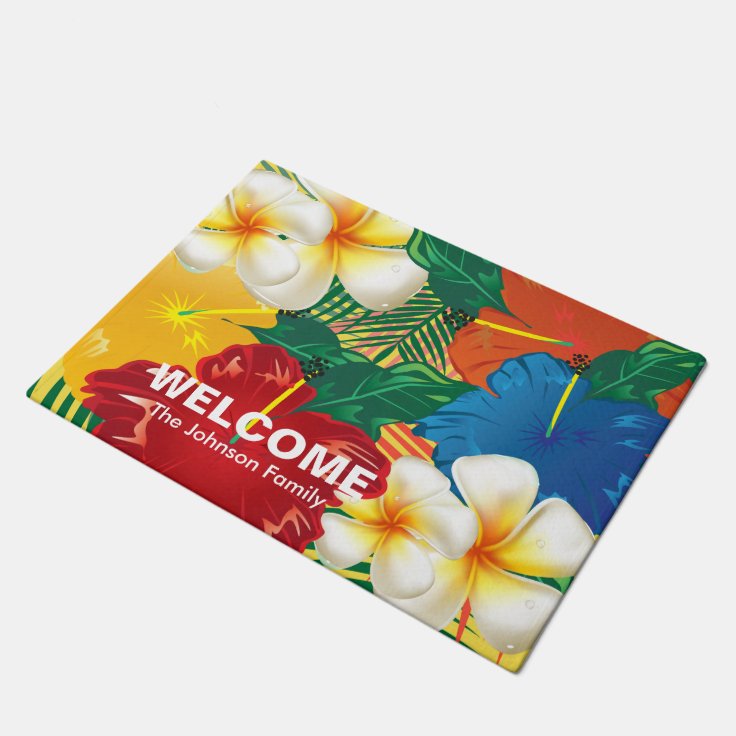 Exotic Tropical Flower Design Doormat Zazzle