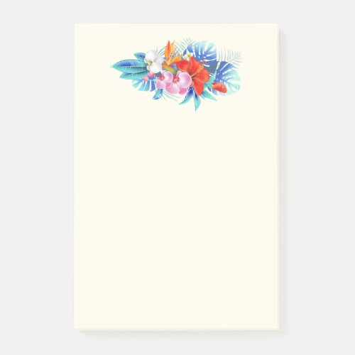 Exotic Tropical Flowers in Pink and Turquoise Post_it Notes