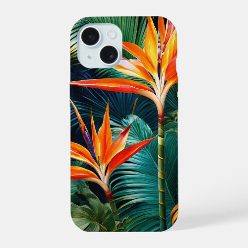Exotic tropical flowers iPhone 15 case
