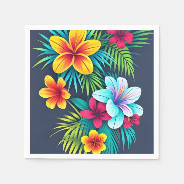 Exotic Tropical Flowers Napkins (Front)