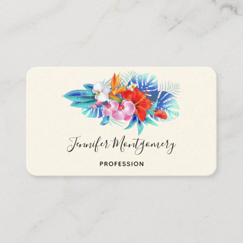 Exotic Tropical Flowers _ Pink  Aqua Business Card