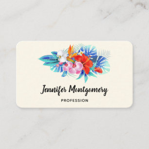 Exotic Tropical Flowers - Pink & Aqua Business Card