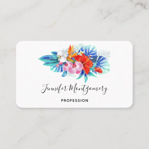Exotic Tropical Flowers _ Pink  Aqua Business Card